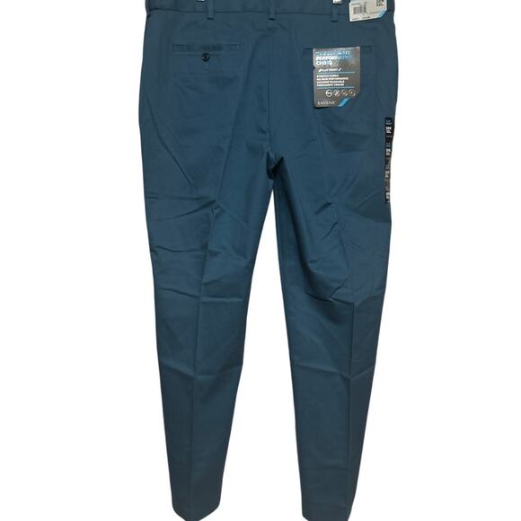 Savane Men's The Ultimate Performance Chino Flat Front Blue Real Teal Size 38/32 - Picture 2 of 8